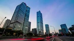 CBD Beijing time lapse car flow video clip Stock Footage