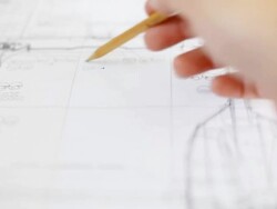 HD:Hand checking drawing work. Stock Footage