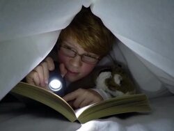 Reading under the covers Stock Footage