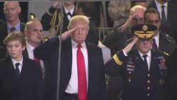 Donald J Trump watching pre-inauguration parade News Clip