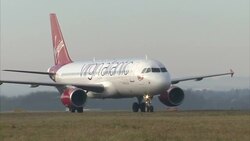 Virgin Atlantic Plane On The Runway At Edinburgh Airport News Clip