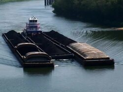 Tug Boat and Barges Stock Footage