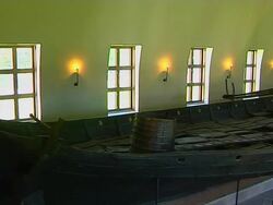 Pan Left Shot Viking Museum Eastern Norway Oslo Norway Stock Footage