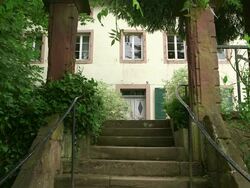 MS Shot of sandstone steps in park / Konz, Rhineland-Palatinate, Germany Stock Footage