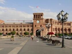 Yerevan, people walking in the Republic square Stock Footage