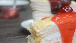 HD:strawberry cake and strawberry jam Stock Footage