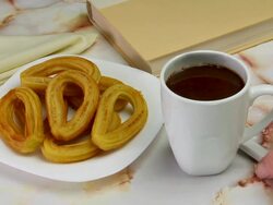 MS Shot of chorrus,coffee, chocolate / Estepona,Espana, Malaga, Spain   Stock Footage