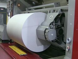 MS Shot of web press at newspaper printing office / Russelheim, Hesse, Germany Stock Footage