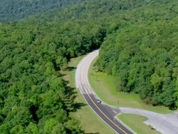 WS AERIAL TS ZI View of car on road in forest / Virginia, United States Stock Footage
