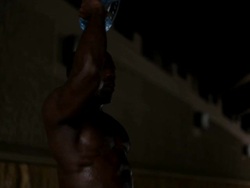 MS Young man with his shirt off drinking water while exercsing underneath  bridge/ Minneapolis, Minnesota, United States Stock Footage