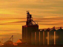 HD TIME LAPSE: Grain Elevators at Sunset Stock Footage