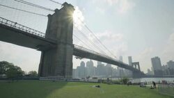 Brooklyn Bridge Park establishing shot Stock Footage