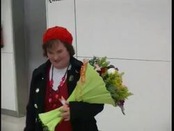 VOICED: Susan Boyle in arrives to Spain Stock Footage