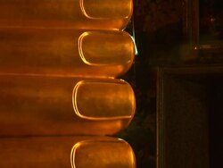 Tilt Down Shot Reclining Buddha Bangkok Thailand Stock Footage