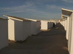 MS Shot of Beach huts / Ostend, Flanders, Belgium Stock Footage