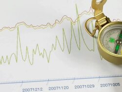 MS Compass on stock market data / Seoul, South Korea Stock Footage