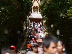 crowd on  temple in thailand Stock Footage