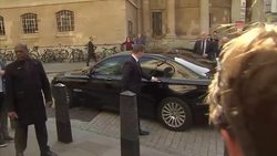 Ed Miliband arriving at the BBC's Broadcasting House News Clip