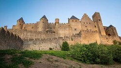 La Cite de Carcassonne. Day to night transition. 4K Timelapse Stock Footage