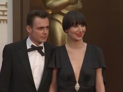 Barnaby Clay and Karen O - 86th Annual Academy Awards - Arrivals Stock Footage