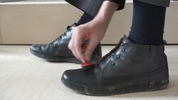 HD: Man Hand, Shoe Polishing Stock Footage