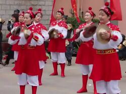 MS PAN People performing gongs and drums with costumes/xian,shaanxi,China Stock Footage