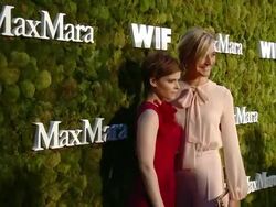 Kate Mara and Nicola Maramotti at  Max Mara Celebrates Kate Mara As The 2015 Women In Film Max Mara Face Of The Future Award Recipient Stock Footage