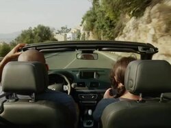 Tracking shot of people taking video in moving car / Nice, France Stock Footage
