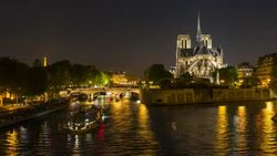 Notre Dame cathedral and the River Seine, Paris, France, Europe - Time lapse Stock Footage
