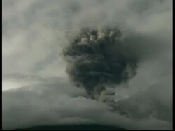 WA grey smoke and ash cloud rising quickly upwards from crater, Mount Tunguragua, Ecuador Stock Footage