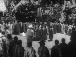 Madagascar c.1958 - group of women perform a traditional dance (similar to maypole) while singing. Stock Footage