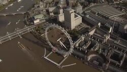 London Eye Overview by Helicopter Stock Footage