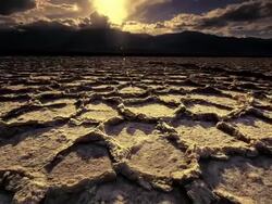 WS LA POV View of Dry Cracked Earth and Salt Flats / Death Valley NP, California, United States  Stock Footage