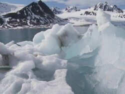 MS DS View of melting arctic iceberg / Svalbard, Spitsbergen, Norway Stock Footage