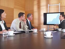 HD: Disabled Executive Having Successful Presentation Stock Footage