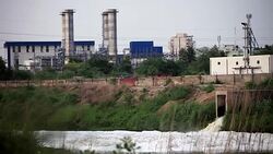 Water pollution near factory Stock Footage