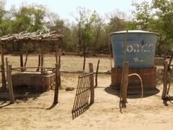 MS Shot of Cistern using to storage water / Pilao Arcado, Bahia, Brazil Stock Footage