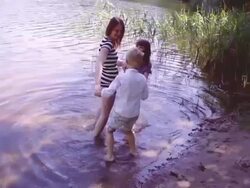 family dance in the lake Stock Footage