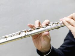 Young woman playing flute Stock Footage