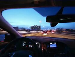 MS T/L Shot of Driving car during rush at dusk / Cologne, North Rhine Westphalia, Germany Stock Footage