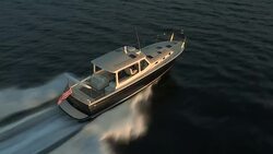 An MJM 40z power boat speeds across Narragansett Bay. Stock Footage