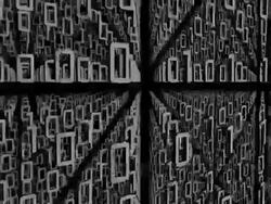 Travel in front of a binary grid Stock Footage