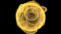 Yellow circles of smoke float around into the shape of a sphere. Stock Footage