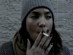 Smoking in the winter Stock Footage