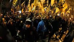 Rightists March Downtown In Kyiv Stock Footage