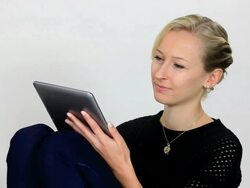 MS Woman using tablet pc / Saarburg, Rhineland Palatinate, Germany Stock Footage
