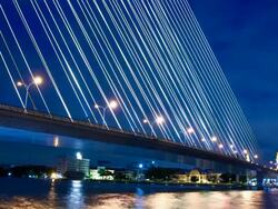 The Suspension bridge at night. Stock Footage