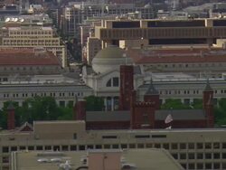 WS AERIAL View of Smithsonian Castle / Washington, Dist. of Columbia, United States Stock Footage