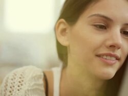 Tablet girl home Stock Footage