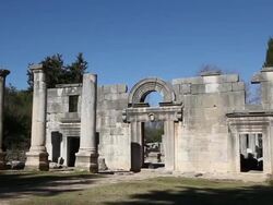 Bar'am, ancient synagogue in the norther Galilee, Israel Stock Footage